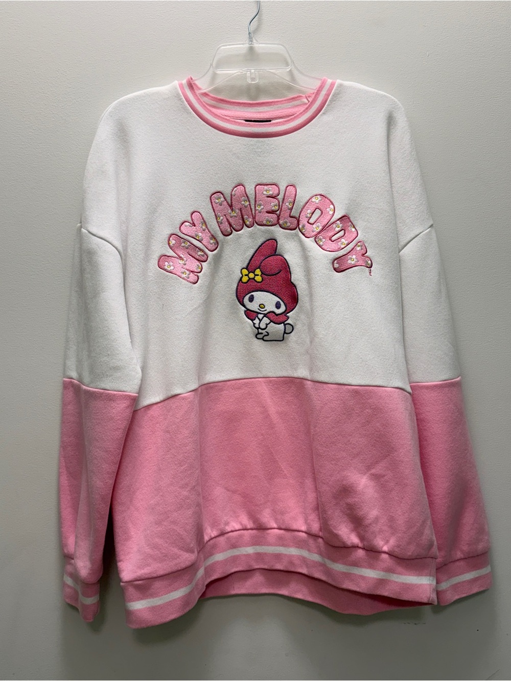 Pink & White Colorblock Crewneck Sweatshirt